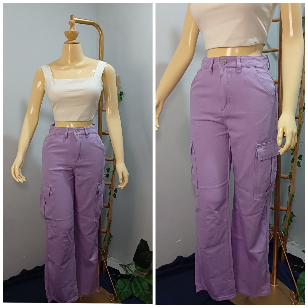 Lilac Purple Pants 6 Pocket Cargo Pants Casual Jeans, Women's Fashion,  Bottoms, Other Bottoms on Carousell