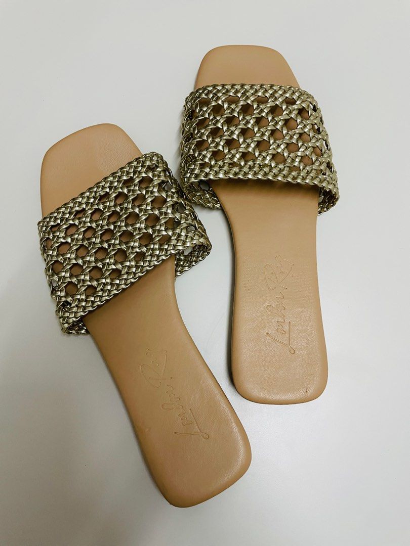 Gold weave sandals sales