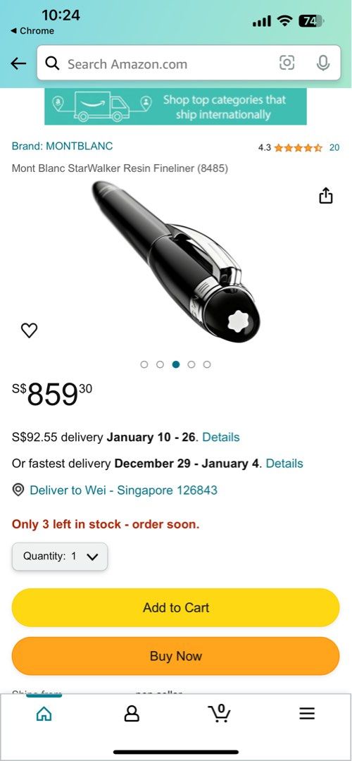 Save S 500 BNIB Mont Blanc StarWalker Resin Fineliner 8485 Luxury Accessories on Carousell