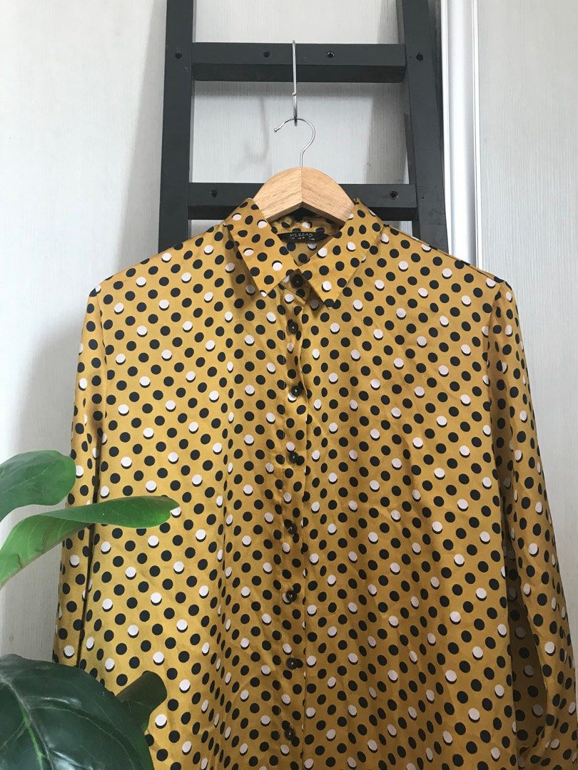 Mustard top spotty blouse