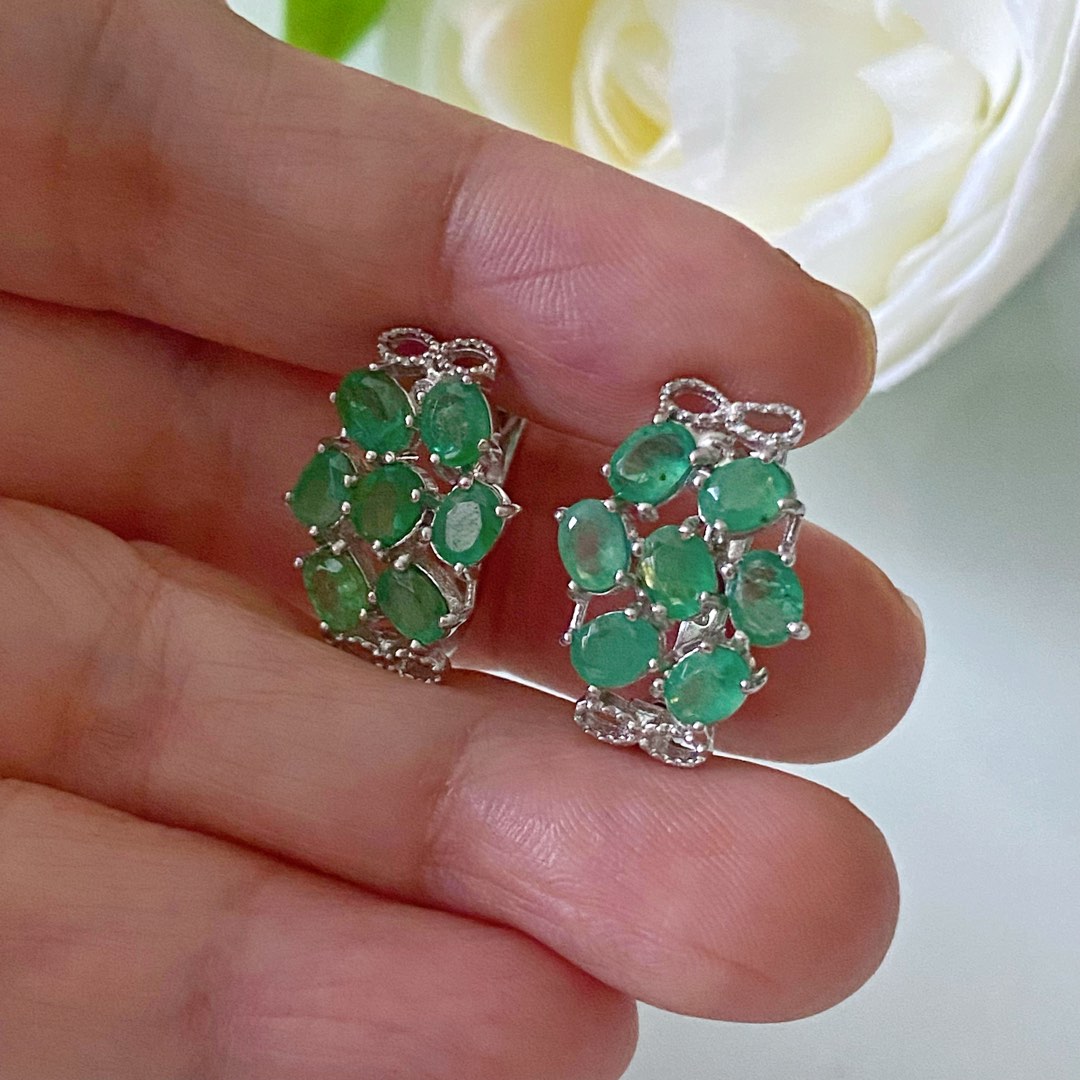 Genuine emerald cheap earrings