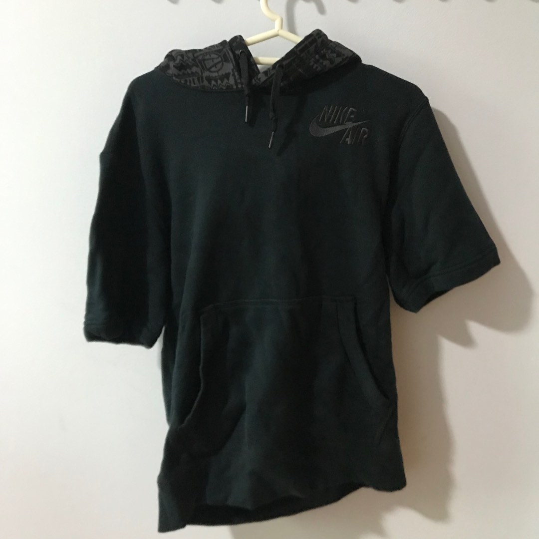 NIKE OFFICIAL SHORT SLEEVE BLACK SWEATSHIRT JACKET PULLOVER WITH HOODIE Men s Fashion Coats Jackets and Outerwear on Carousell