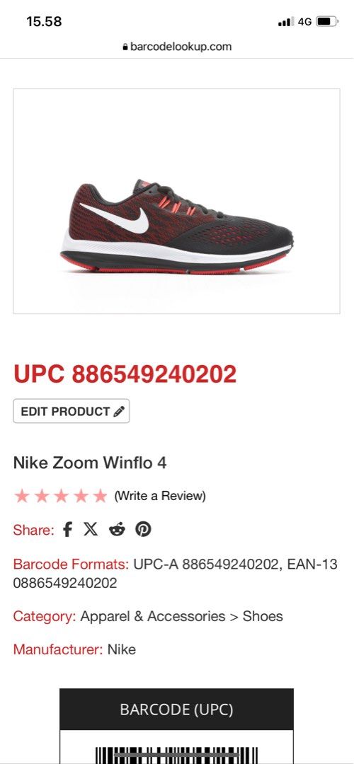 Nike zoom winflo 4 sale pantip