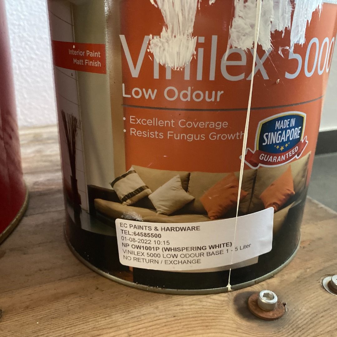 Nippon paints Whispering White, Ash White and Blue Swirl, Furniture