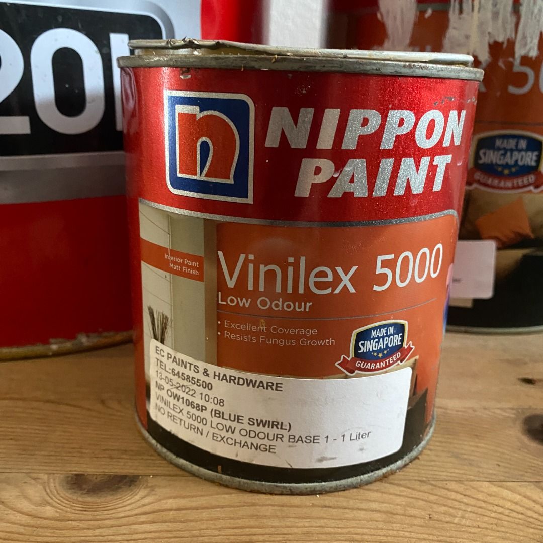 Nippon paints Whispering White, Ash White and Blue Swirl, Furniture