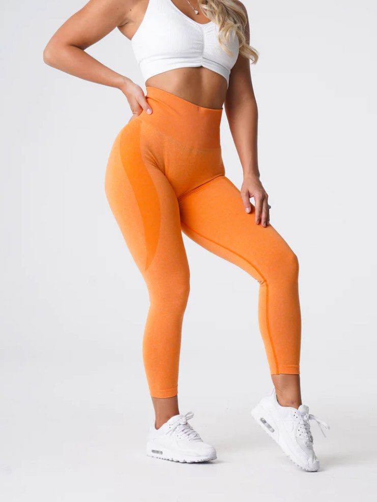 NVGTN Sunset Orange Contour Seamless Leggings, Women's Fashion, Activewear  on Carousell