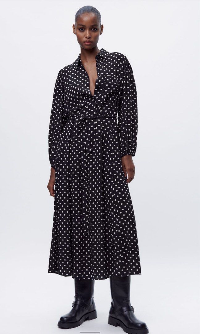 Black and white clearance polka dot zara dress