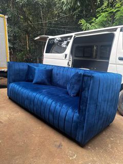 On hand SALE!!! Elegant upholstered Blue Velvet sofa