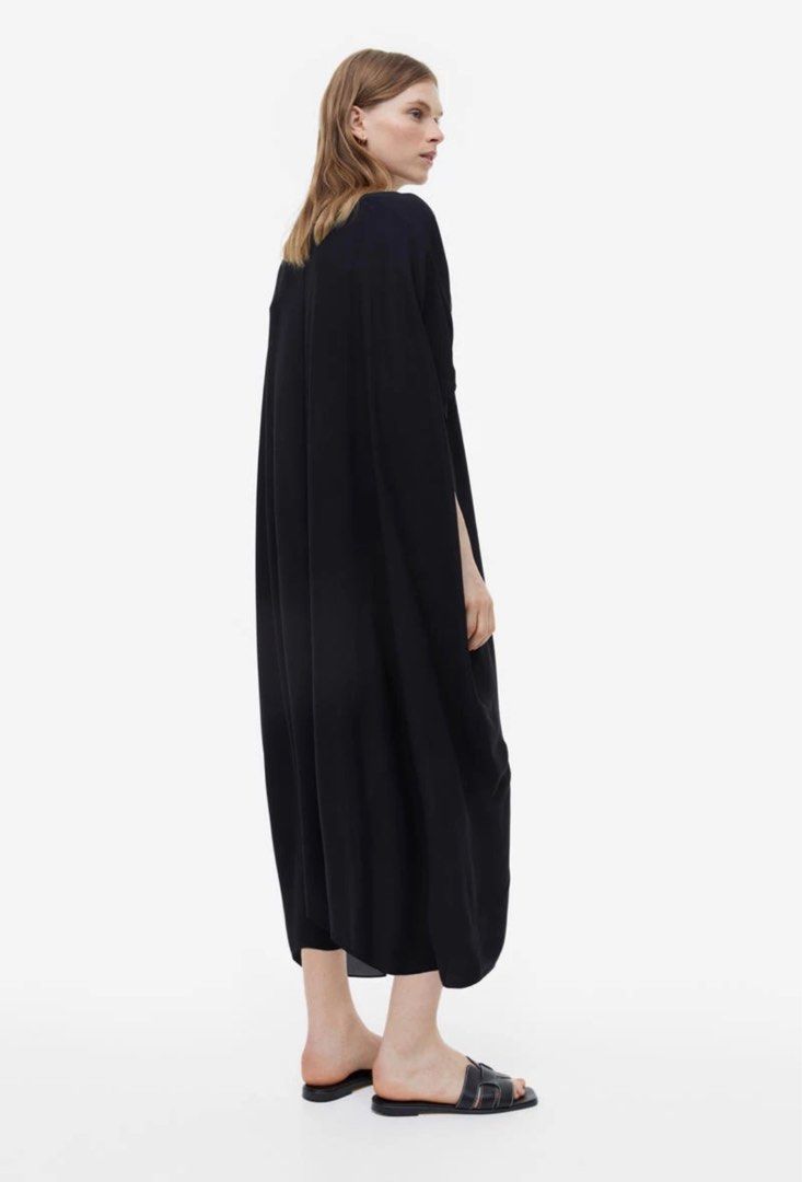 cos oversized kaftan dress OVERSIZED KAFTAN MIDI DRESS - BLACK