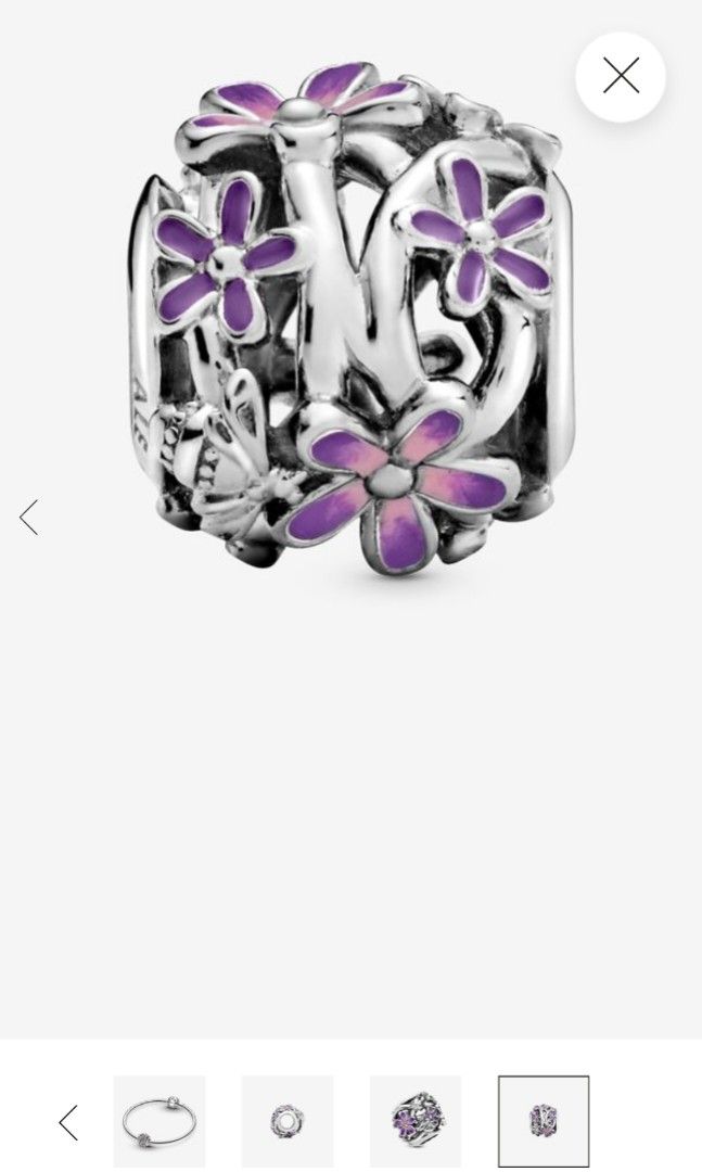 Openwork purple store daisy charm