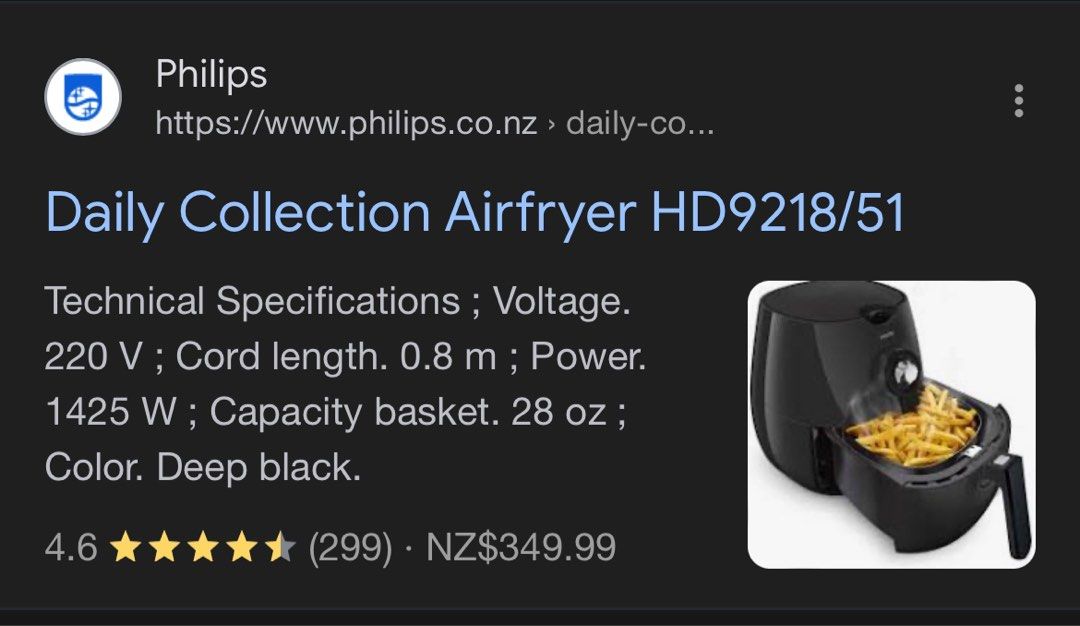 Philips Daily Collection Air Fryer HD9218/25 1425W Grey