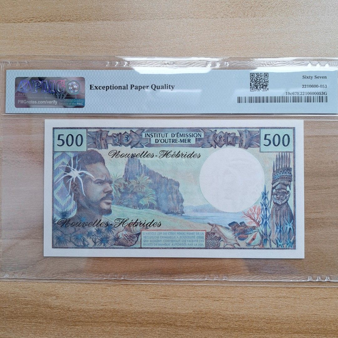 PMG 67] 1979 新赫布里底群島500法郎, 興趣及遊戲, 收藏品及紀念品, 錢幣- Carousell