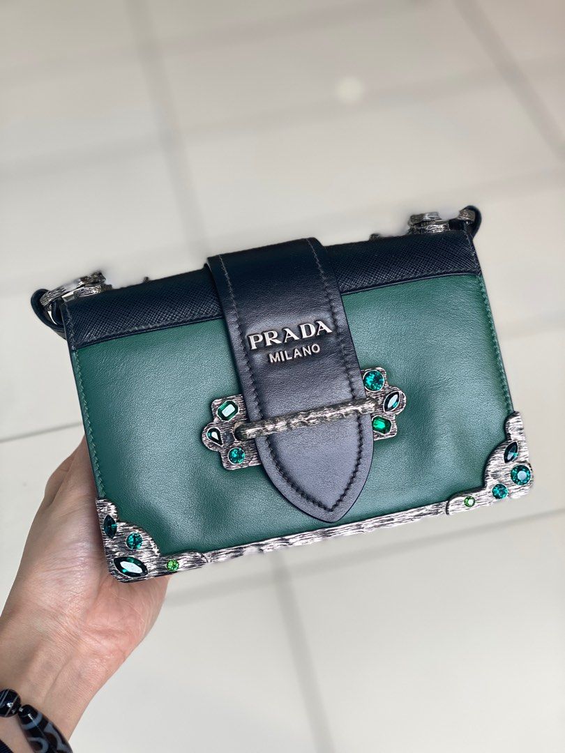 Prada cahier bag green hot sale