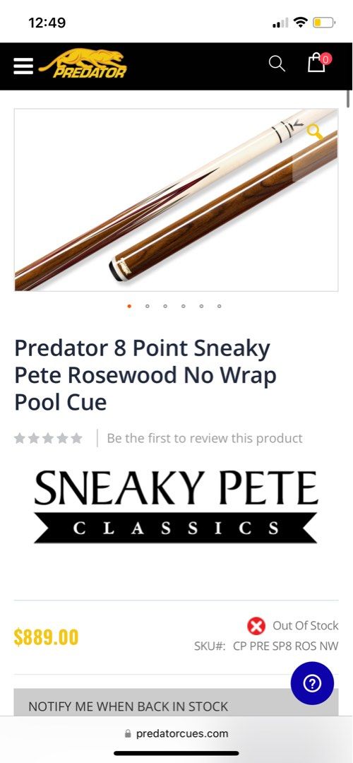 Predator Cue sneaky pete revo 12.4 (Category: Billiards and Bowling) located in Manila. Submitted by wsilbc310 (Listing ID 1273473479, Image 3). Description: radial butt almost new never been use.