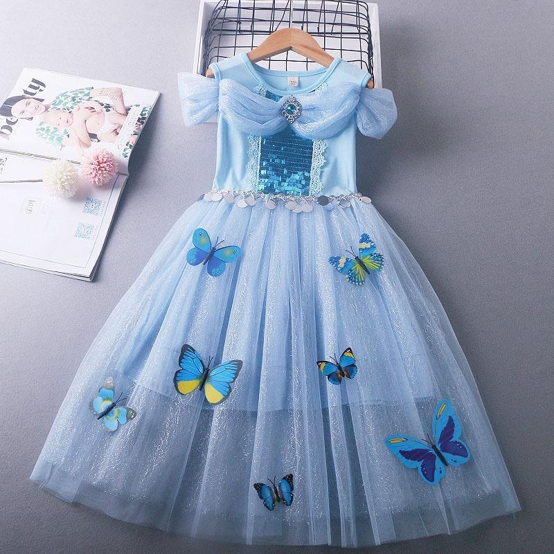 Girls blue butterfly dress top