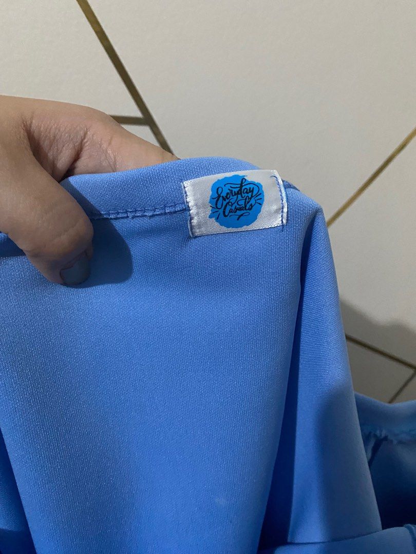 Puff sleeves top baby blue (Category: Blouses) located in Paranaque City. Submitted by petitecheri (Listing ID 1273641205, Image 3). Description: Used twice with slight stains on one sleeve Price - Slightly negotiable Fits M to semi L .