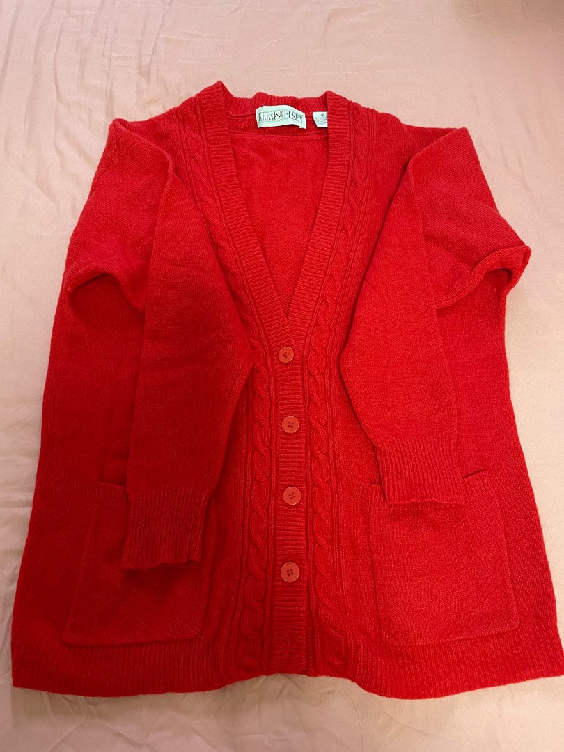 Red hot sale cardigan womens