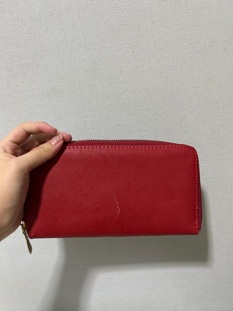 Red leather deals coach wallet