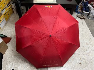 Red golf umbrella with pouch