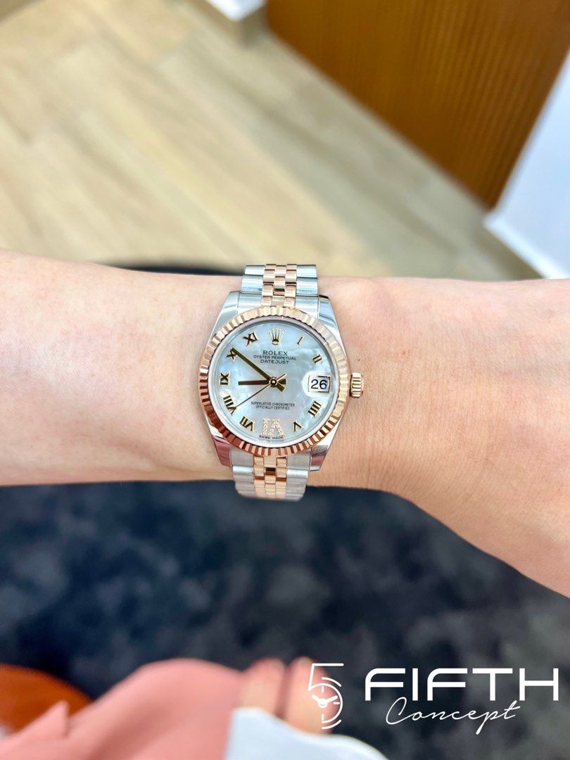 Rolex Datejust 178271 31 White Mother Of Pearl Roman Large VI Set