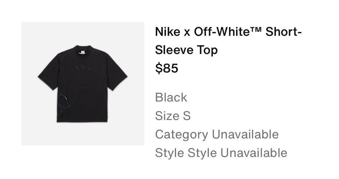 Nike x Off-White Short Sleeve Top Black