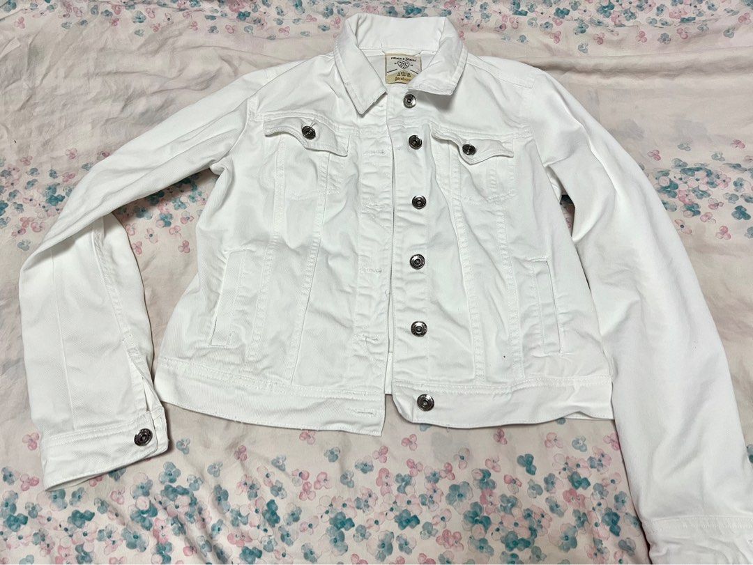 Stradivarius White Denim Jacket Women s Fashion Coats Jackets