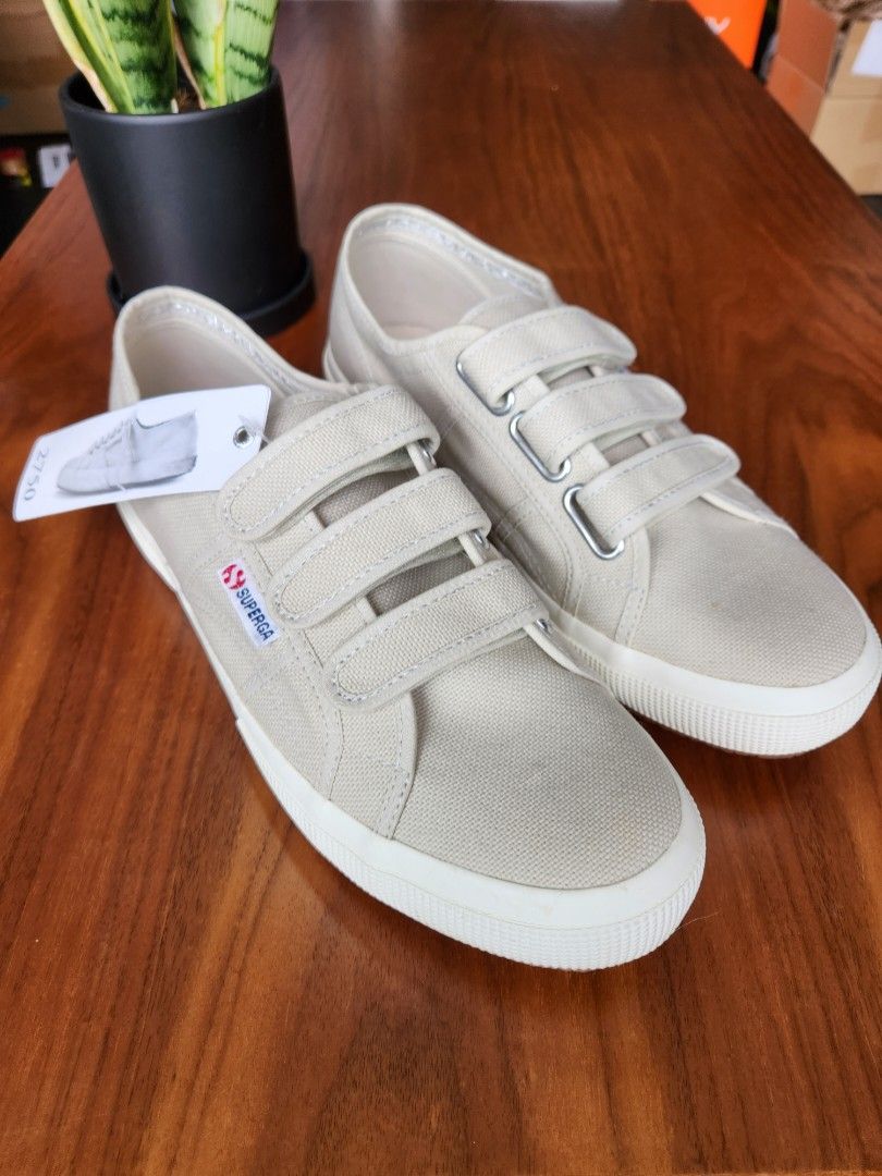 SUPERGA Men Strap Sneakers Grey Sand Women s Fashion Footwear