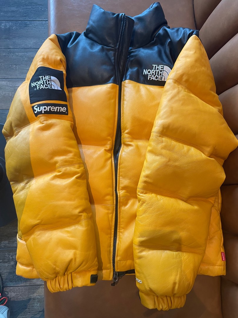 Supreme tnf clearance leather nuptse