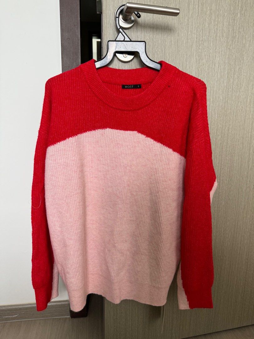 Red sweater top from pink