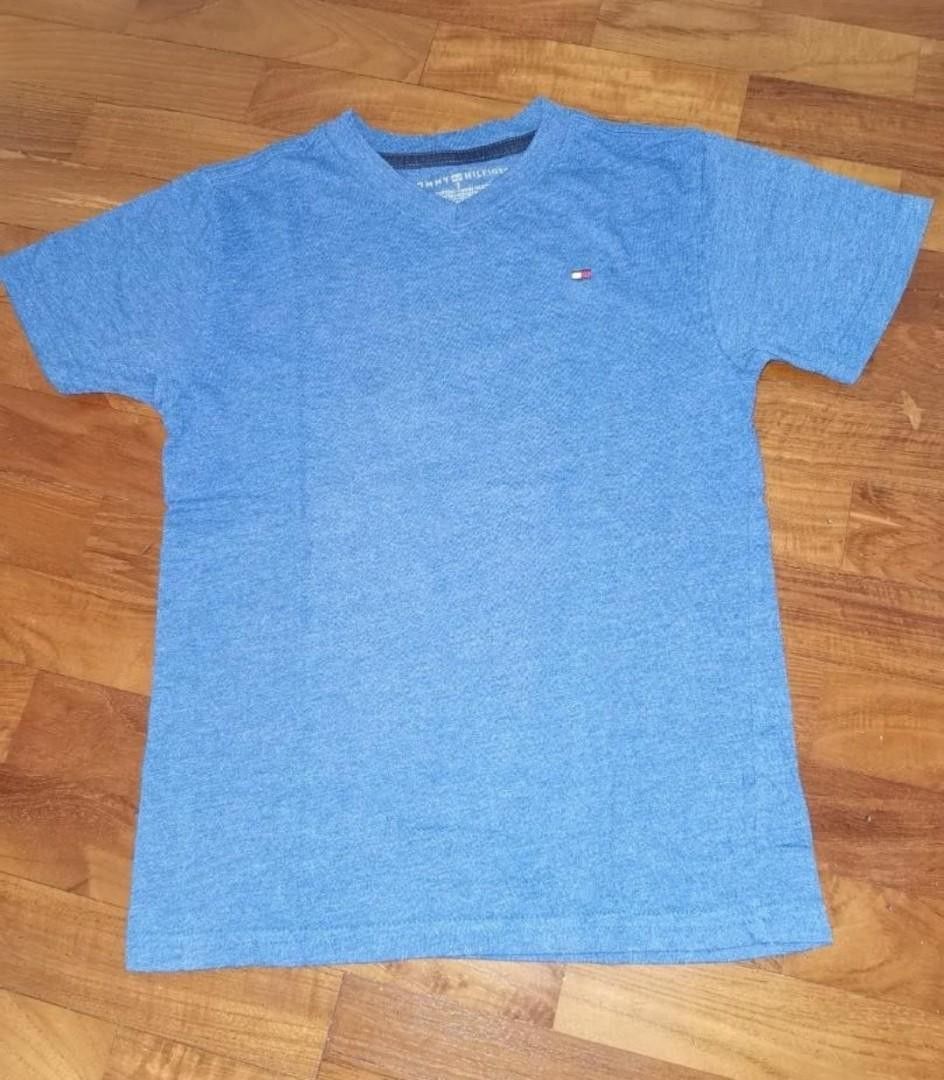 TH Tommy Hilfiger Boy s V Neck Slub T shirt in zara Royal Blue 7Y