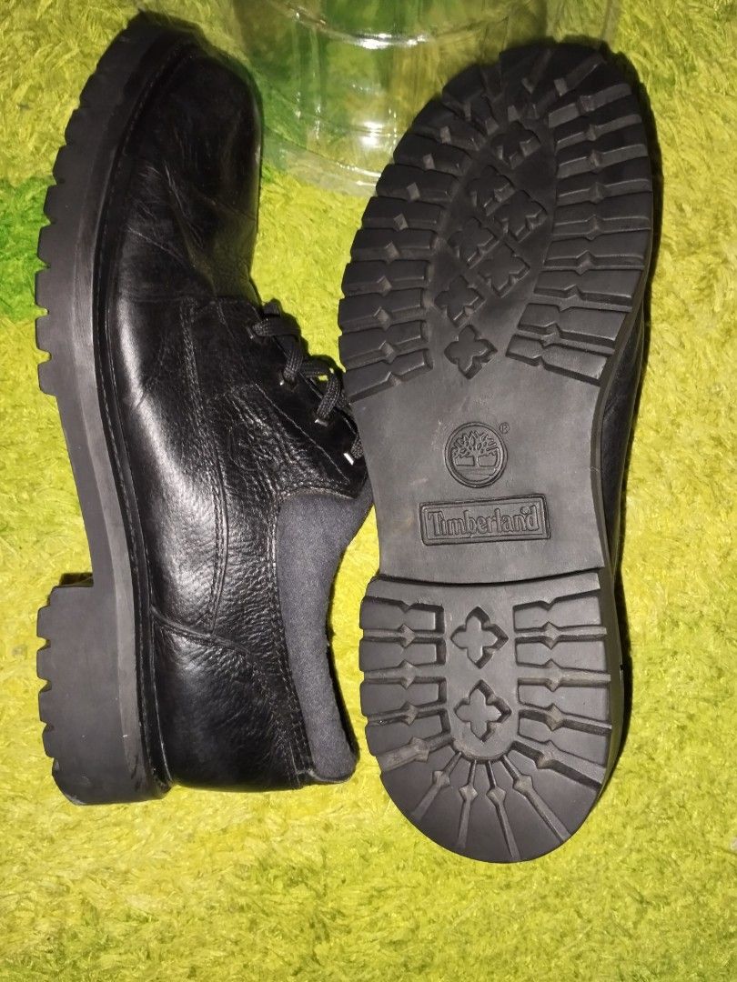 Black leather timbs clearance
