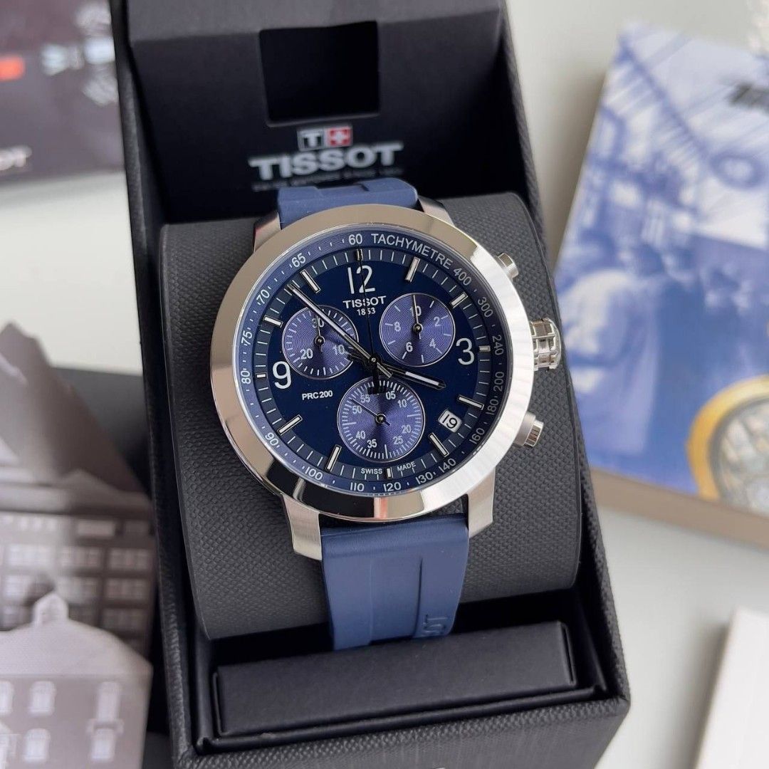 Tissot prc 200 chronograph blue dial men's watch store