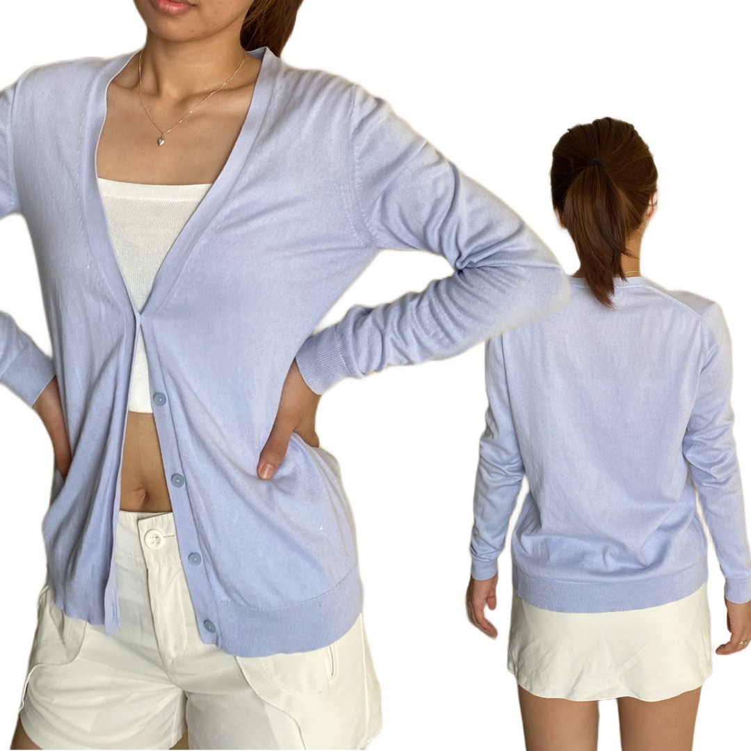 Uniqlo Pastel Blue Cardigan, Women's Fashion, Coats, Jackets and