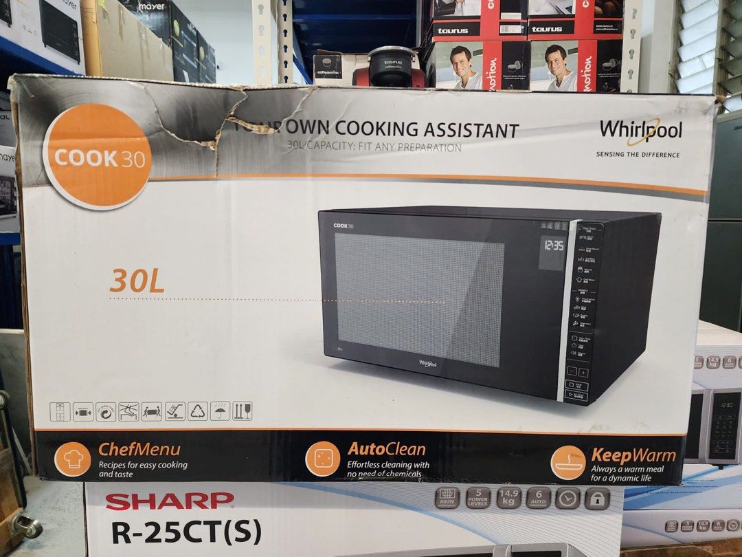 WHIRLPOOL 30L Solo Freestanding Microwave Oven 88244384 Cherry