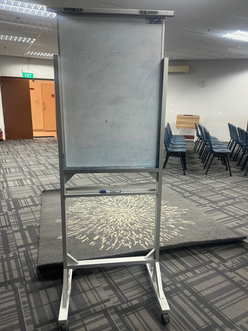Whiteboard with stand and lockable wheels, Furniture & Home Living ...