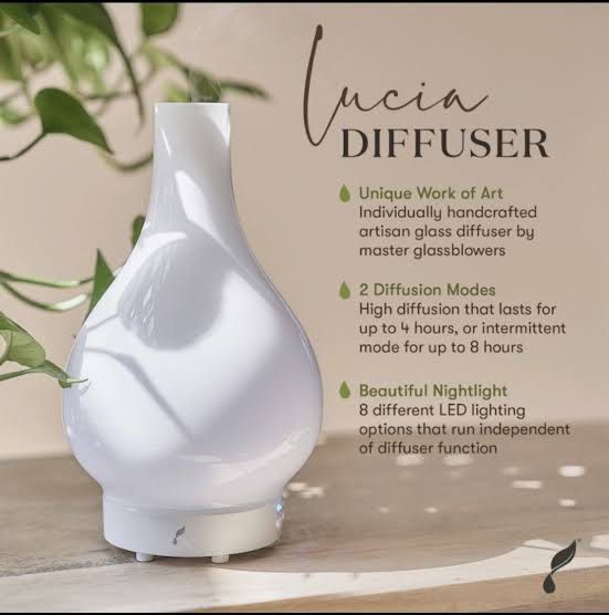 Young Living Lucia Artisan Diffuser (Category: Fragrance & Deodorants) located in Davao. Submitted by md_tan (Listing ID 1273399116, Image 1). Description: Used only for two nights as this is an extra diffuser. Good as new. Comes complete with: Box Manual Electrical cord Reason for selling: My children wants Shelly the turtle diffuser —we can also trade for your Shelly the turtle 🐢 .