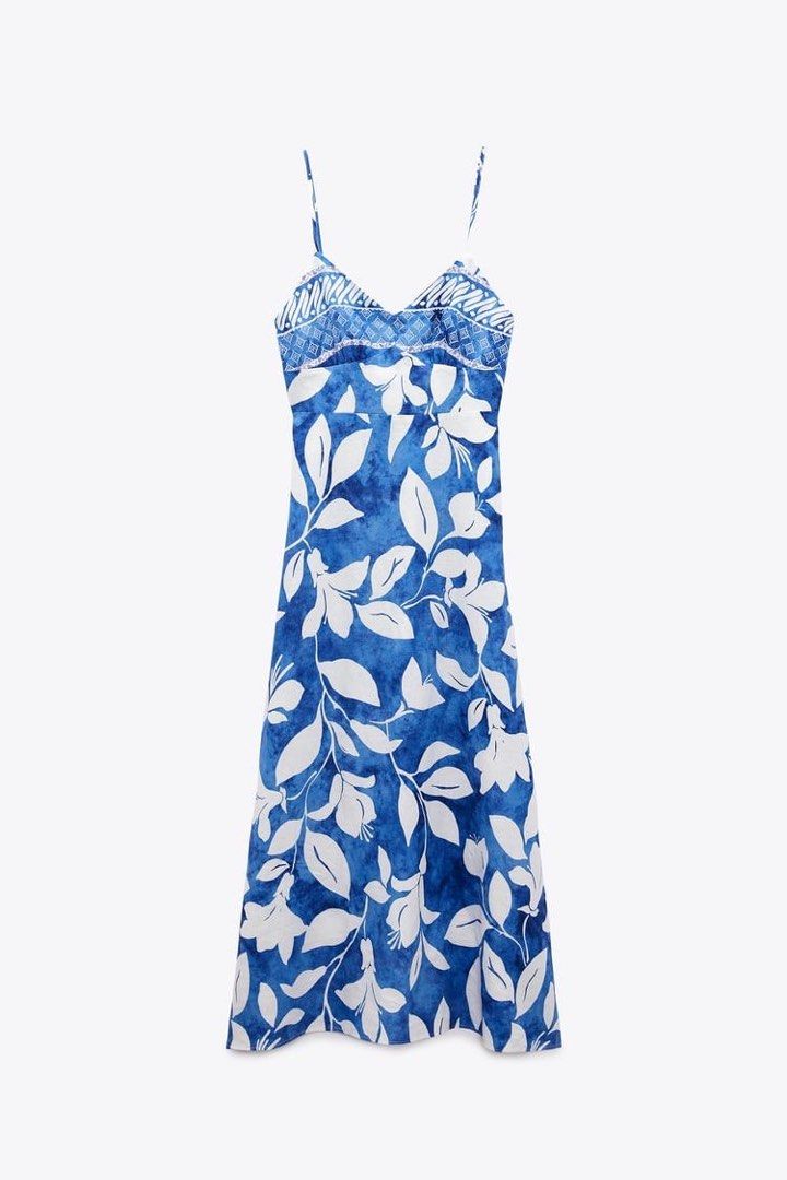 Zara Linen Blend Printed Dress, Women's Fashion, Dresses & Sets, Dresses on  Carousell
