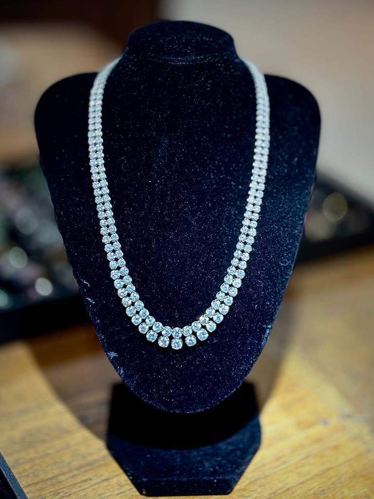 20.00 Carat Natural Diamond Tennis Necklace 18KWG with Local