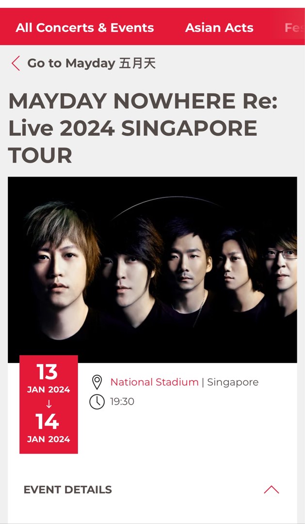 2024 Mayday Concert Singapore Tour, Tickets & Vouchers, Event Tickets