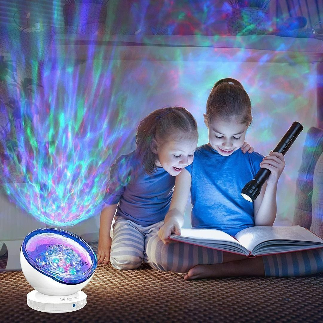 3608] Ocean Lamp Projector LED Night Light 8 Modes Starry Sky Projector for  Kids Rotating Waves Ocean Projector Night Light with Bluetooth for Kids Room,  Bedroom, Party, Playroom Decoration (White), Babies 
