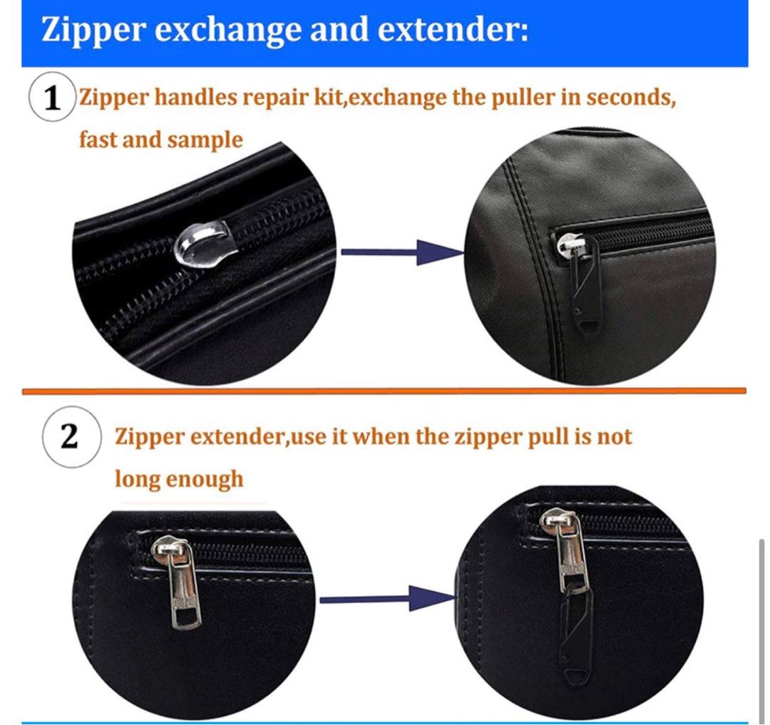 Zipper Pull, Universal Zipper Pull Replacement Kit, Removable Zipper Pulls  Tab Replacement (20 Pcs), Black Zipper Pulls for Jackets, Luggage