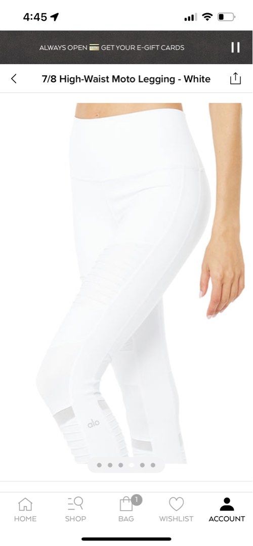 Alo Yoga Moto Leggings (White), Women's Fashion, Activewear on Carousell