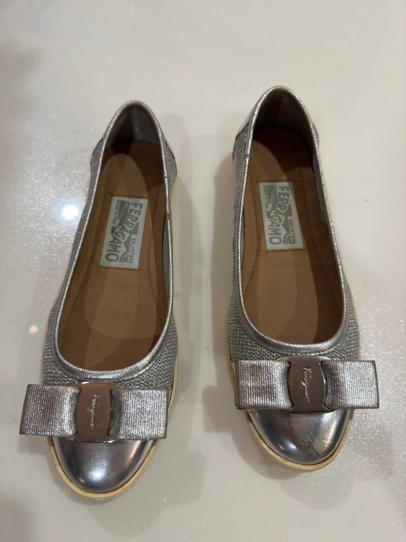 Bow Ballet Flats - Silver