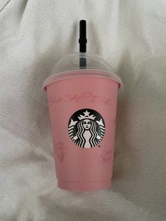 Blackpink Starbucks reusable plastic drink cup tumbler with straw