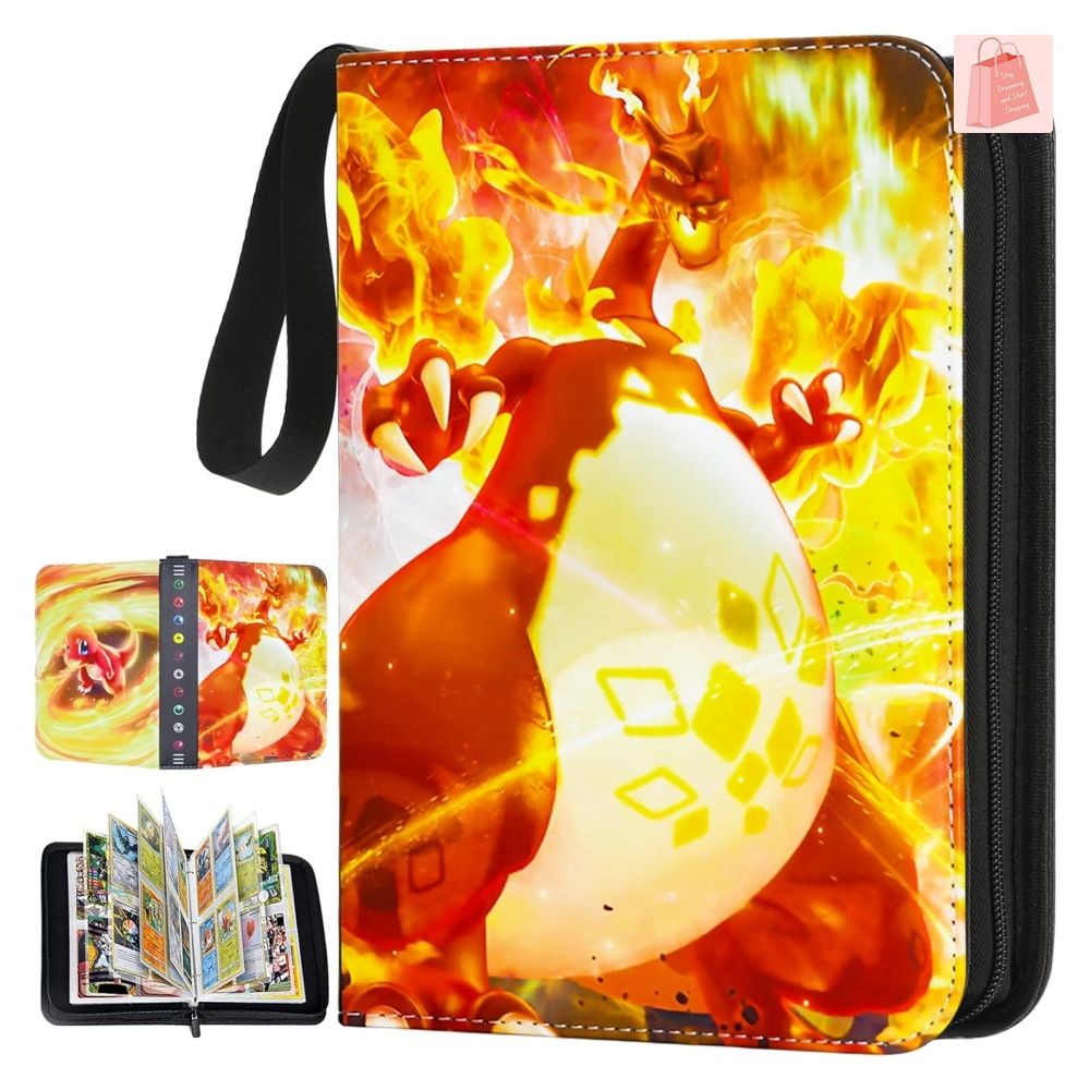 Card Binder for Pokemon Cards Holder 4-Pocket, Trading Card Games  Collection Binder Case Book Fits 400 Cards With 50 Removable Sleeves  Display Storage Carrying Case for TCG