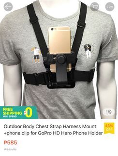 Chest mount for go pro and phone