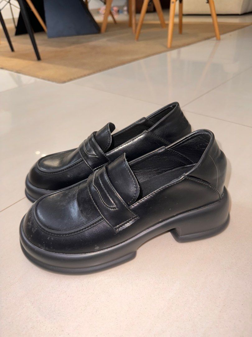 Chunky online black loafers