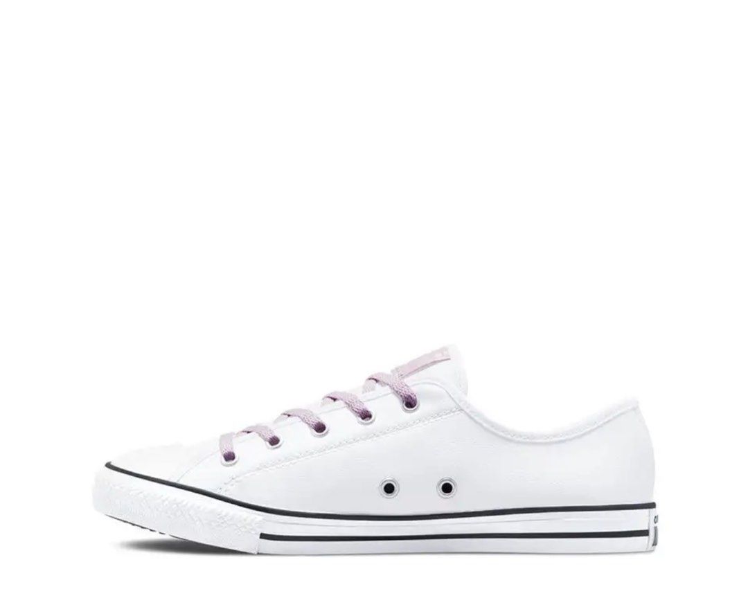 Dainty leather converse best sale white