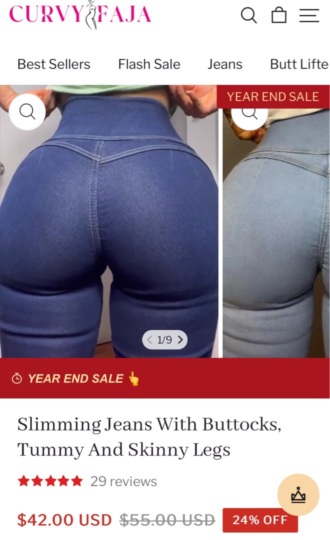 Curvy Faja Slimming Jeans With Buttocks, Tummy And Skinny Legs