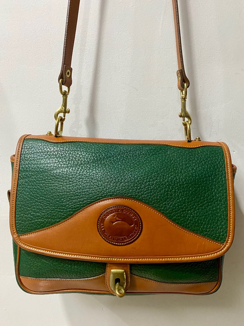Rare Vintage 80s Dooney & Bourke Satchel Black & British Tan Leather Purse  Bag | eBay